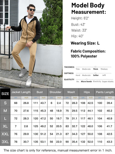 Men's Tracksuit 2 Pieces Set Zip Up Hoodie Sweatsuits Athletic Jogging Suit Set Casual Outfit with Pockets