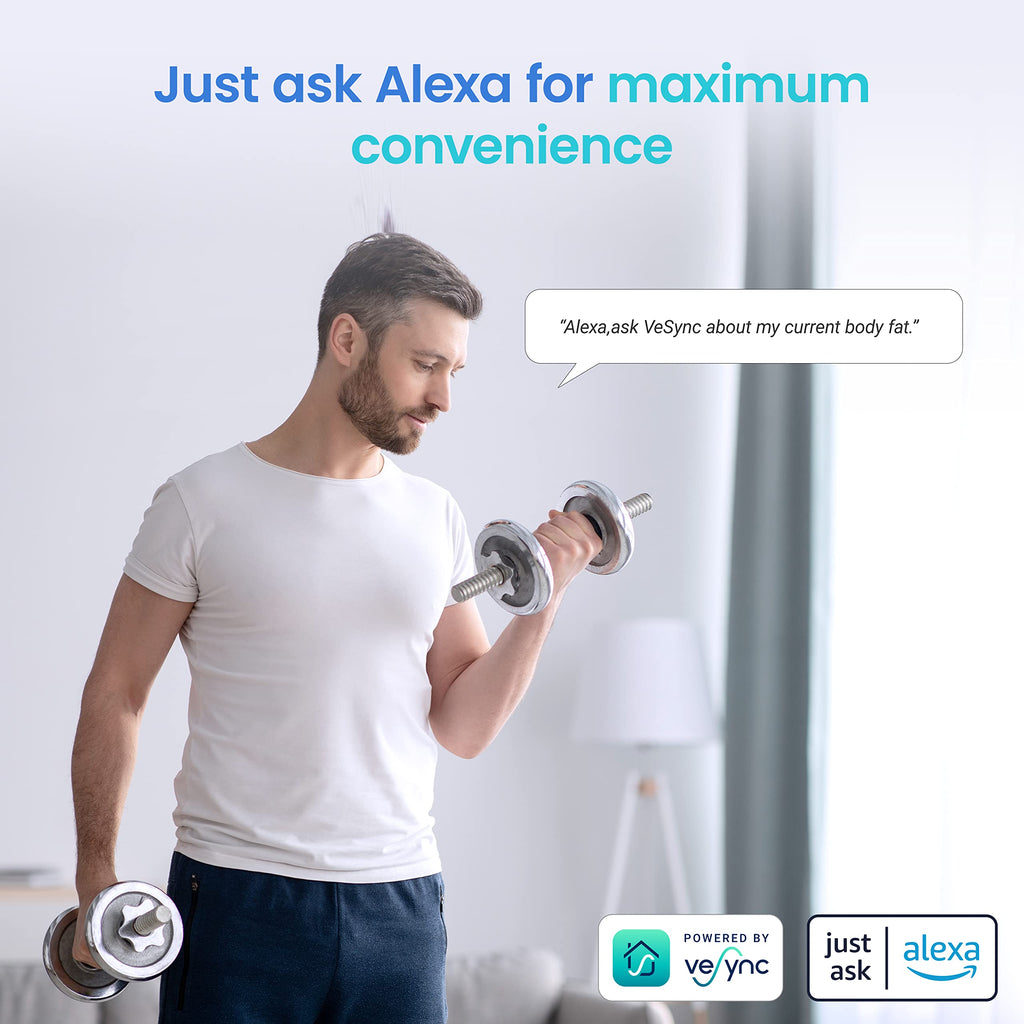 Etekcity Smart Rechargeable Scale for Body Weight, BMI, Fat, Muscle Mass, FSA&HSA Eligible, Digital Bathroom Scale with 13 Metrics, Secret Mode, Bluetooth Connect to Free Apps, Rainbow White