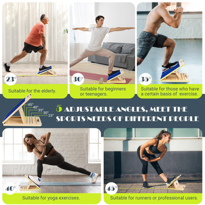 Slant Board for Calf Stretching, Adjustable Portable Wooden Incline Board for Calf Stretcher with Training Poster, 300 Lbs Weight Capacity Calf Stretch Wedge for Leg, Knees, Heel, Ankle & Stretching