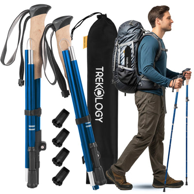 TREKOLOGY Trekking Poles – Lightweight, Adjustable Hiking Sticks for Men & Women – Durable Aluminum, Compact & Foldable with Comfortable Grip – Perfect for Hiking, Walking & Seniors, TREKZ XE