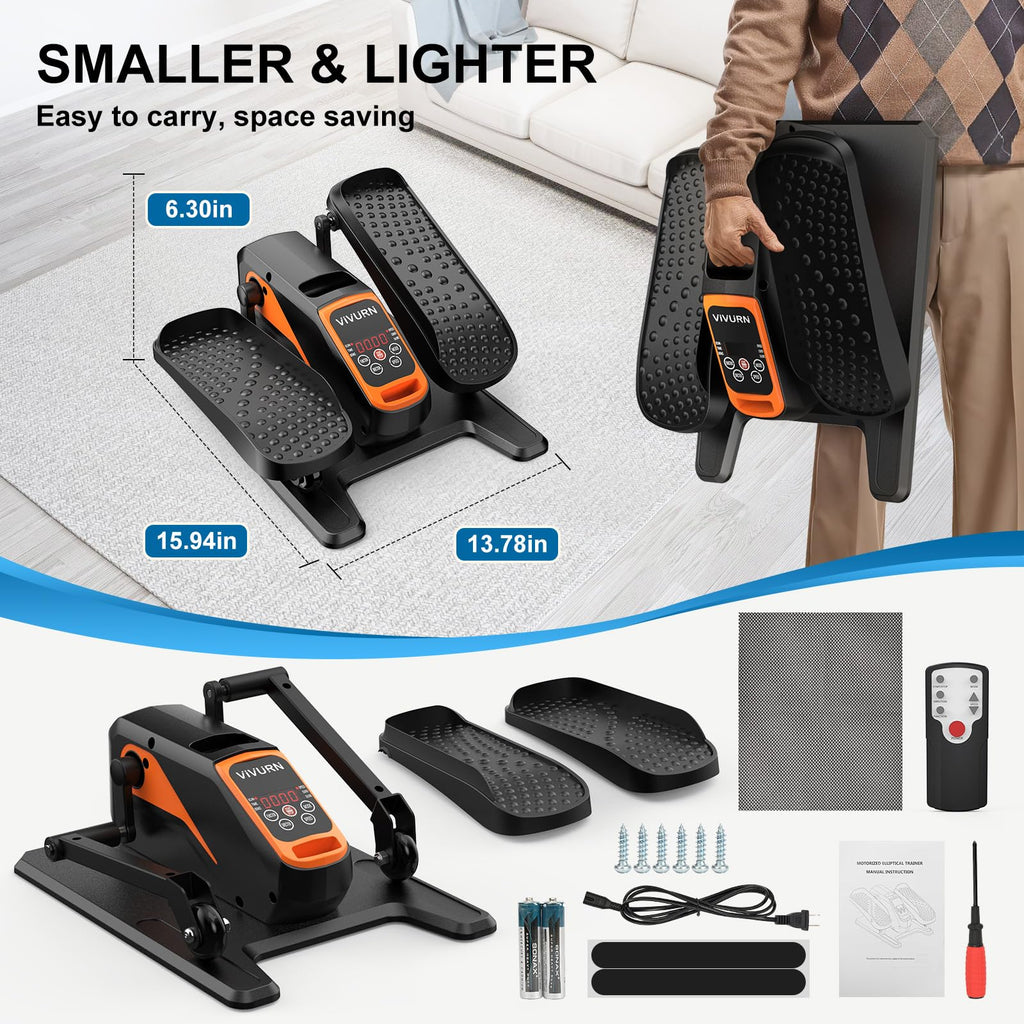 VIVURN-018 Under Desk Elliptical 12 Speed 5 Modes Mini Motorized Leg Exerciser While Sitting for Seniors As Seen on TV with Non-Slip Mat Quiet & Portable Electric Pedal Exerciser for Home and Office