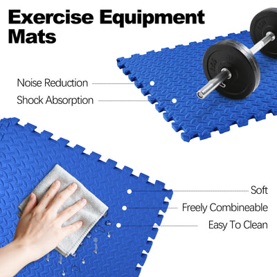 Fitvids Puzzle Exercise Gym Flooring Mat, 3/4" Thick High-Density EVA Interlocking Tiles, Workout Mat for Home Gym, Fitness Equipment, MMA, Gymnastics, 24-Piece Shock-Absorbing Exercise Mat (96 Sq Ft)