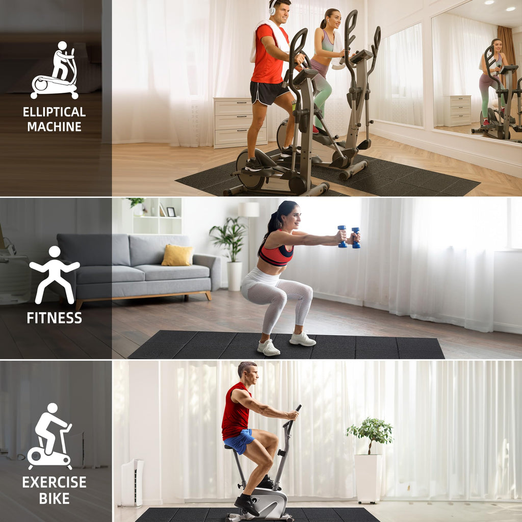 Treadmill Mat, 7'x3'/6'x3'/6'x2.5'/5.6'x2'/4'x2', 6mm Thick Exercise Equipment Gym Mat for Hardwood FloorCarpet, Compatible with Peloton Bike, Indoor Spin Bike, Elliptical