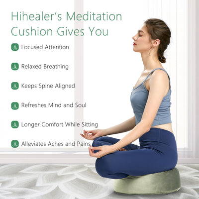 Hihealer Meditation Cushion, Traditional Tibetan Meditation Pillow Velvet Cover - Large Floor Cushion Seating for Adults - Yoga Buckwheat Bolster for Women、Moms