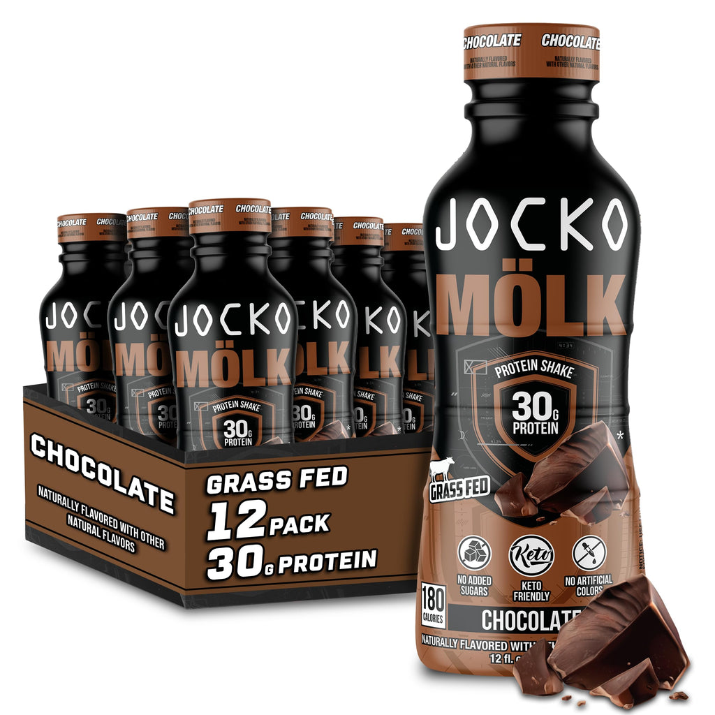 Jocko Mölk 30g Grass Fed Protein Shakes – No Added Sugar Protein Drinks KETO Friendly - Ready to Drink 12 FL Oz (Pack of 12) Banana Cream