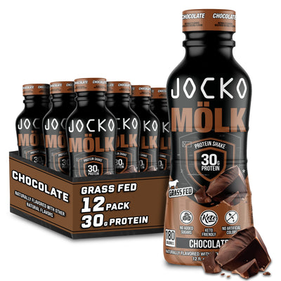 Jocko Mölk 30g Grass Fed Protein Shakes – No Added Sugar Protein Drinks KETO Friendly - Ready to Drink 12 FL Oz (Pack of 12) Banana Cream