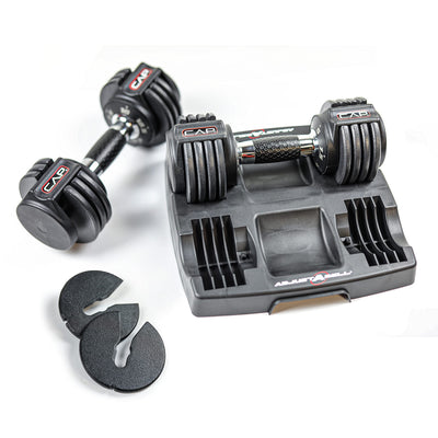 CAP Barbell ADJUSTABELL Adjustable Round Dumbbell Weights - Singles & Pairs | 12.5 lb, 25 lb & 55 lb | Multiple Handle Options