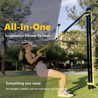 FITKIT Suspension Bodyweight Fitness Training Kit, Full Body Workouts Home Gym Resistance Trainer Straps for Total Body Workouts