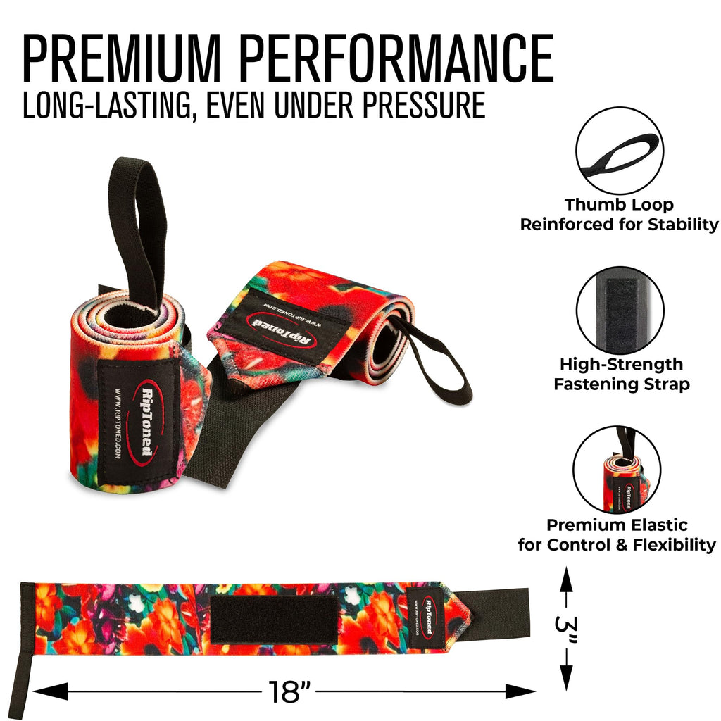Rip Toned 18” Wrist Wraps - USPA Endorsed Wrist Straps for Weightlifting - Quality Wrist Support - Adjustable, Durable, Machine Washable - Gym Wraps for Powerlifting - for Men & Women