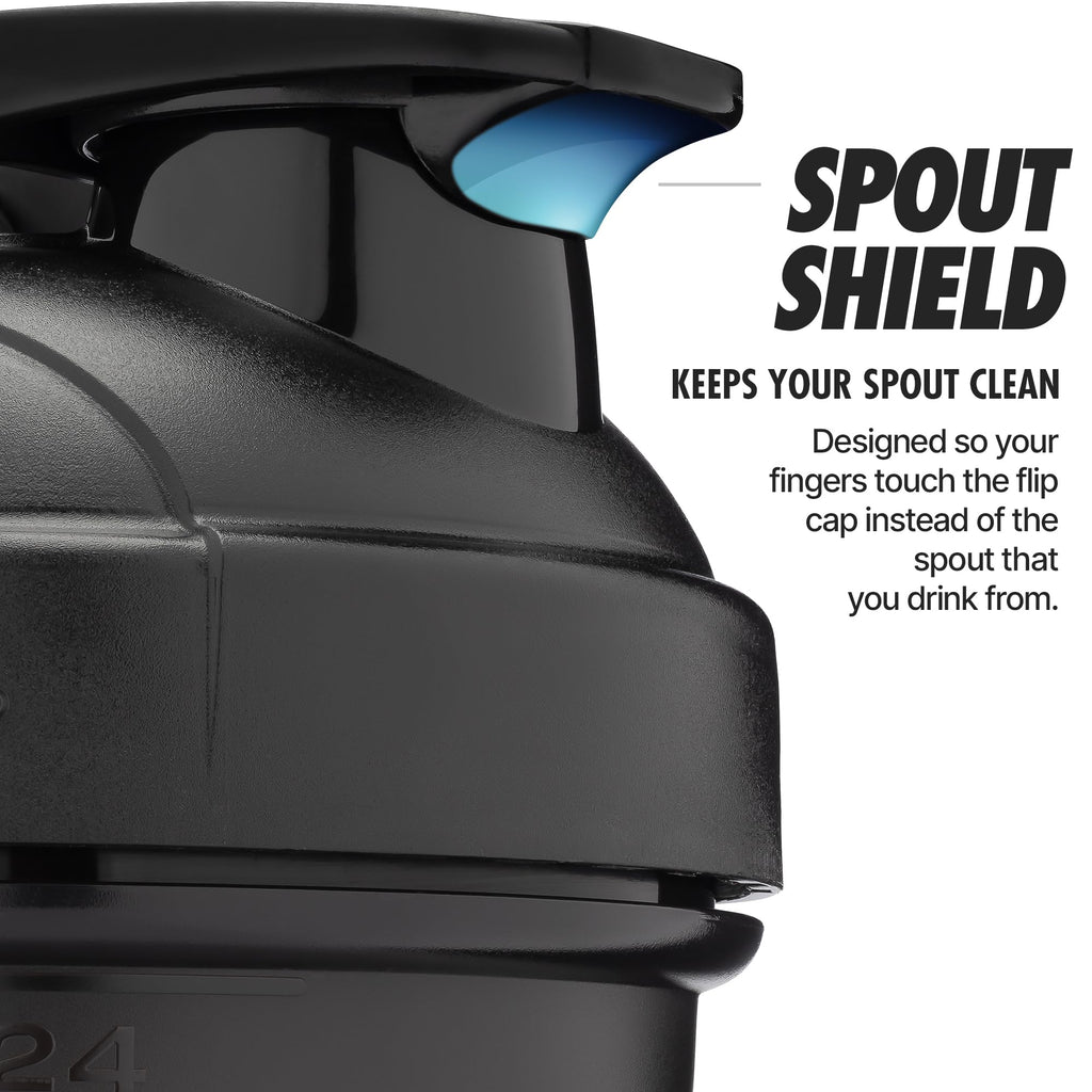 Hydra Cup ProFlow [2 Pack] 28 oz Shaker Bottles for Protein Shakes, Shaker Cups with Ball Blender Whisk, Shaker Bottle with Handle, Travel To Go, BPA Free (Black & Grey, 28oz)