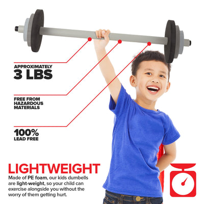 Modern Innovations Kids Weight Set (2 Pack) Toy Dumbbells, Baby Dumbbell Workout Weights, Fun Fitness and Exercise Equipment for Toddlers - Black & Gray…