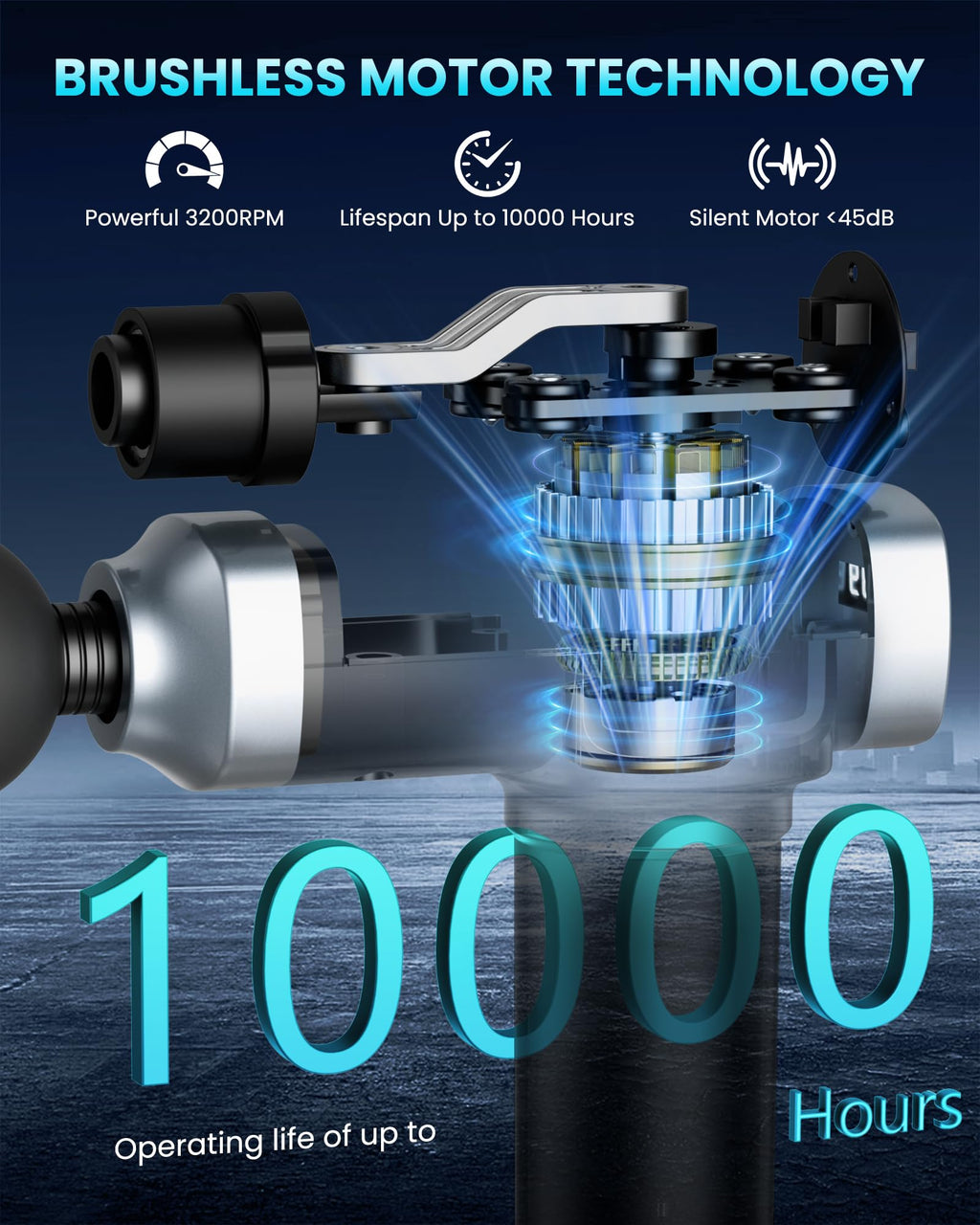 Deep Tissue Massage Gun, Portable Percussion Electric Muscle Massager for Pain Relief, Handheld Massagers with 30 Speeds & 6 Attachments for Back and Neck, Gifts for Men Women