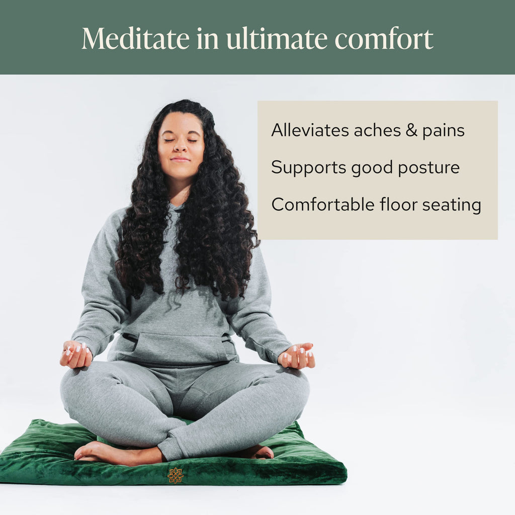 Mindful & Modern Zabuton Meditation Mat - Cotton Filled Yoga and Meditation Pad - Zabuton Meditation Cushion for Kneeling and Sitting Support - Large Rectangular Sitting Floor Pillow for Bench or Zafu