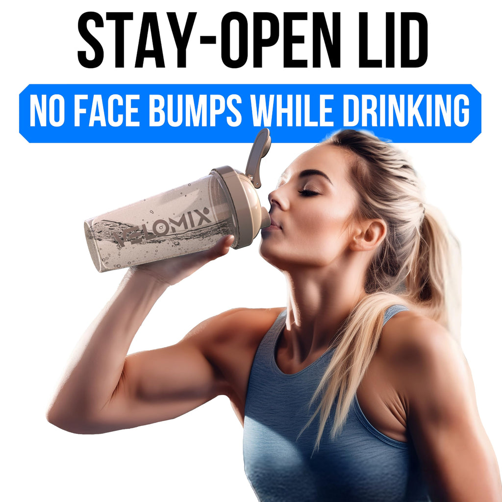 VELOMIX -6 PACK- 28 oz Protein Shaker Bottle for Protein Mixes - 6x Wire Whisk | Leak Proof Shaker Cups for Protein Shakes | Protein Shaker Bottle Pack | Protein Shake Cup (Earth Tones Collection)