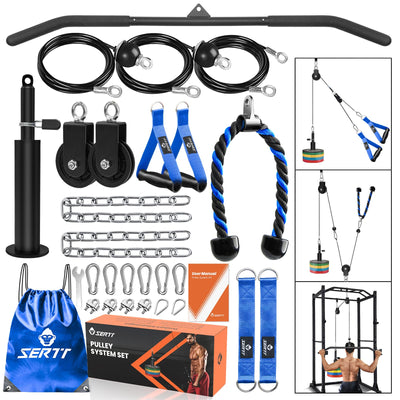 SERTT Home Gym Pulley System - Tricep Workout, Lat Pulldown, Biceps Curl, Triceps, Shoulders, Back, Forearm, Weight Cable for Squat Rack, Garage