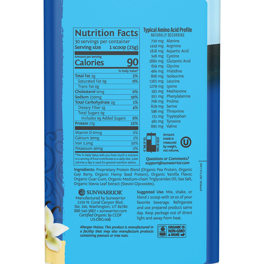 Organic Plant Based Protein Powder | Vegan Organic Protein Powder Vanilla Flavored with BCAA Amino Acids & Hemp Seed Pea Blend | Non-GMO Soy Dairy Filler & Gluten Free (Vanilla, 32 Servings)