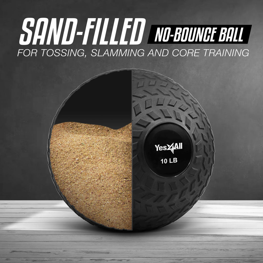 Yes4All Slam Balls, 10-40lb Weighted Ball Weight, Durable PVC Sand Filled Workout Dynamic Slam Ball for Core Strengthen