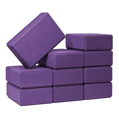 Hello Fit 3" Yoga Block, 10 Pack Bulk EVA Foam Yoga Blocks, Firm and Supportive Yoga Brick, Balance Foam for Stretching, Pilates, and Workout, 3" x 6" x 9"