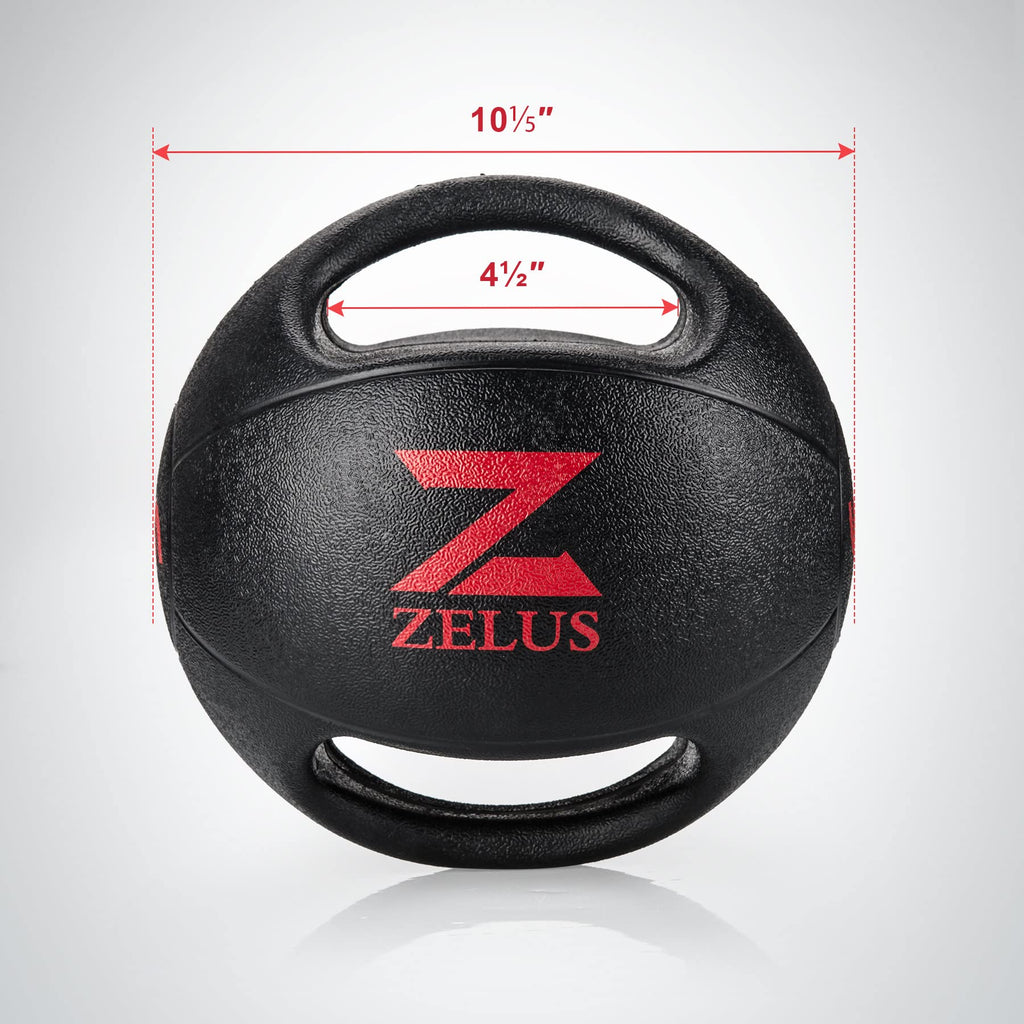 ZELUS Medicine Ball with Dual Grip| 10/20 lbs Exercise Ball |Weight Ball with Handles| Textured Grip Exercise Ball |Strength Training| Core Workouts