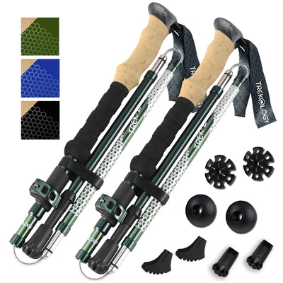 Trekology Trek-Z Collapsible Hiking & Trekking Poles - Balance Support for Seniors, Women, and Men, 2pc Per Set
