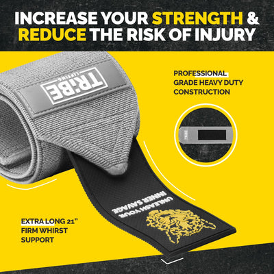 Heavy Duty Wrist Wraps & Lifting Straps – Weightlifting Wrist Wraps for Men with Silicone Grip & Padding – Gym Wrist Straps for Weightlifting