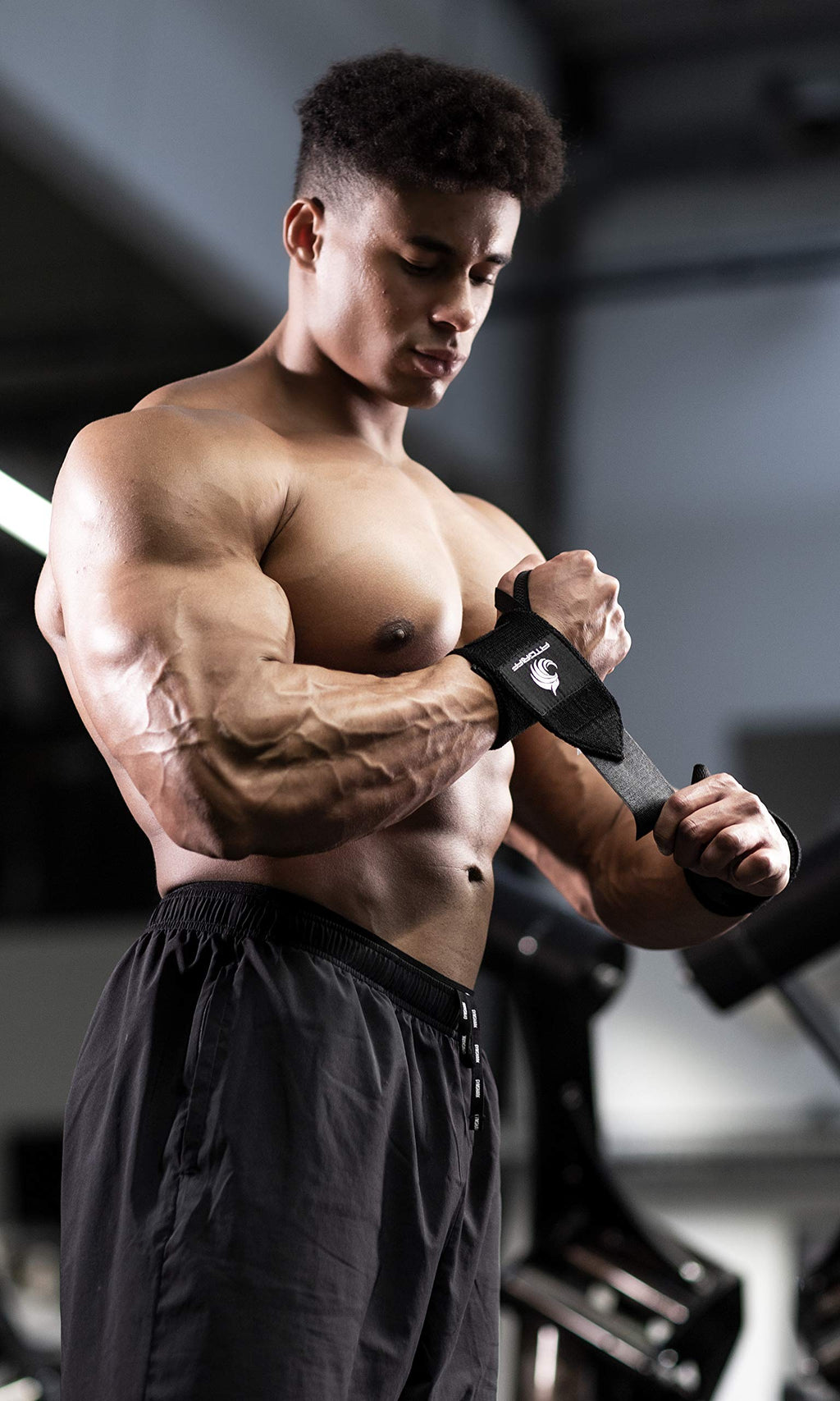 Fitgriff® Wrist Wraps for Weightlifting (18") Heavy-Duty Support for Gym, Bench Press, and Pushups (1 Pair) - for Men and Women (Black)