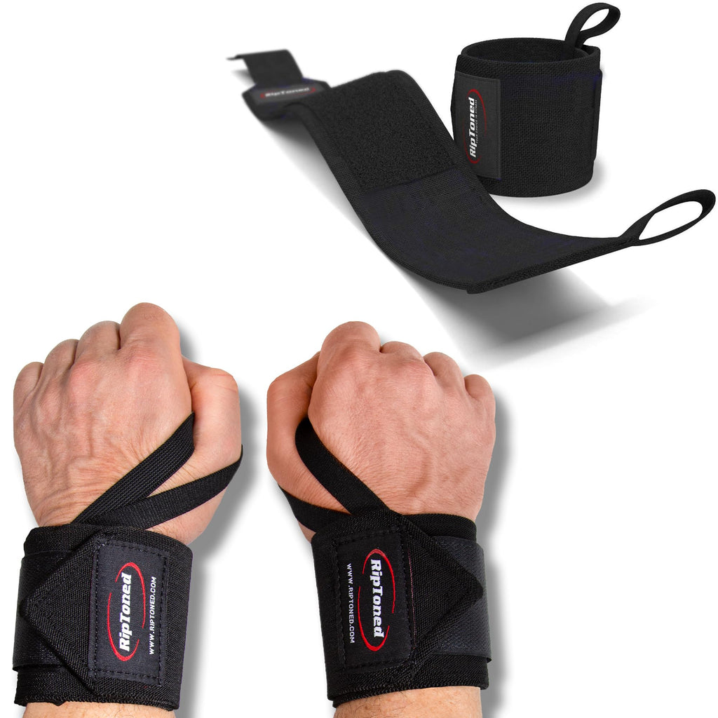 Rip Toned 18” Wrist Wraps - USPA Endorsed Wrist Straps for Weightlifting - Quality Wrist Support - Adjustable, Durable, Machine Washable - Gym Wraps for Powerlifting - for Men & Women