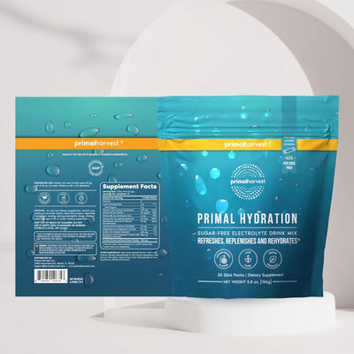 Primal Harvest Electrolytes Powder Packets Primal Hydration, Easy Open Packets, Energy Drink Mix (Lemon Berry, 30 Packs) (1 Bag)