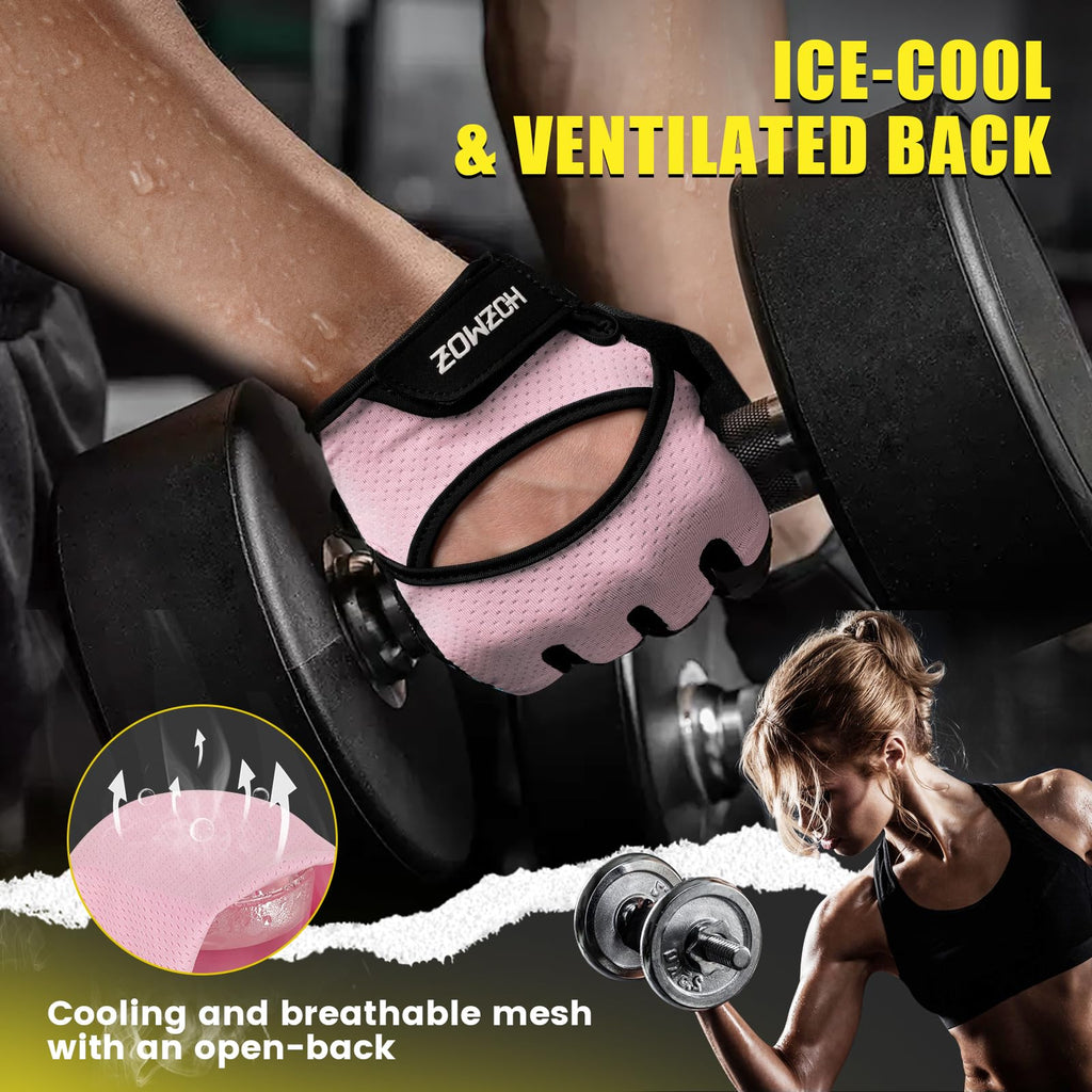 Ventilated Weight Lifting Gloves, Thick Padded Workout Gym Gloves with Full Palm Protection & Grip & Shock Absorption for Women & Men's Fitness Exercise Training