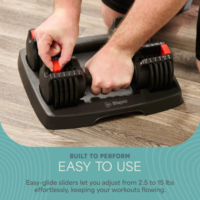 Lifepro Adjustable Dumbbells Set - 5in1-15lb 25lb 43lb 55lb weights Set & Single with Rack - Quick Adjust, Secure Grip - Compact Hand Weights for Men Women Home Gym