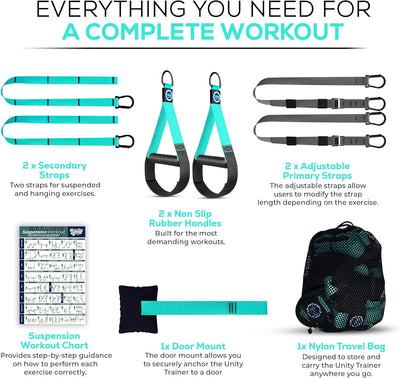All In One Suspension Trainer Kit, Full Body Workout at Home, Exercise Straps That Will Help You Build Muscle, Burn Fat and Improve Mobility