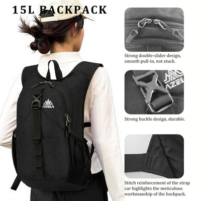 15L Small Hiking Backpack Foldable Ultralight Trekking Camping Outdoors Backpack for Women Men (black)