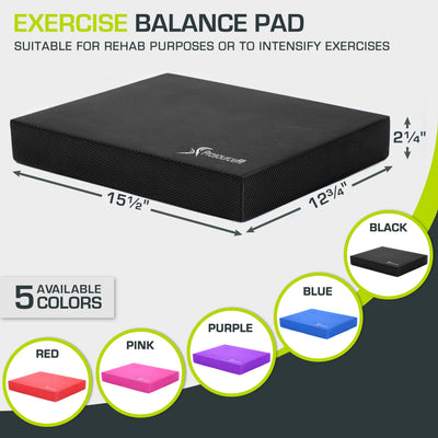 ProsourceFit Exercise Balance Pad – Large Cushioned Non-Slip Foam Mat & Knee Pad for Fitness, Stability Training, Physical Therapy, Yoga 15"x19"