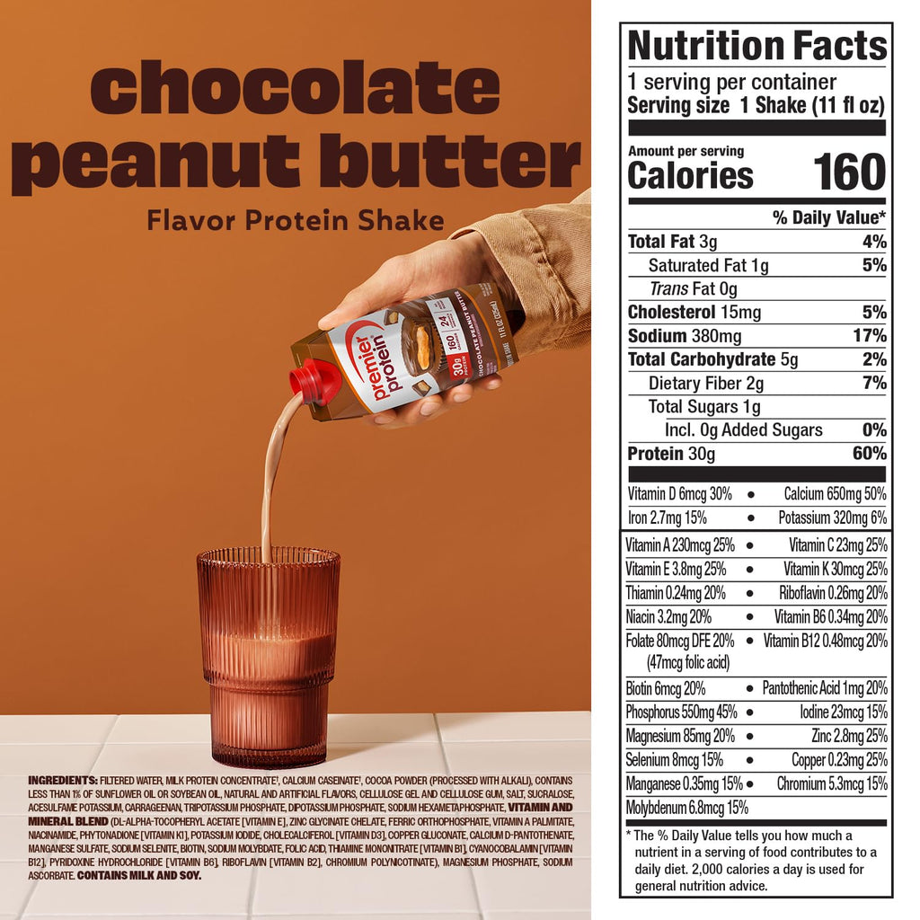 Premier Protein Shake, Vanilla, 30g Protein, 1g Sugar, 24 Vitamins & Minerals to Support Immune Health, 11 fl oz, Pack of 12 (Packaging May Vary)