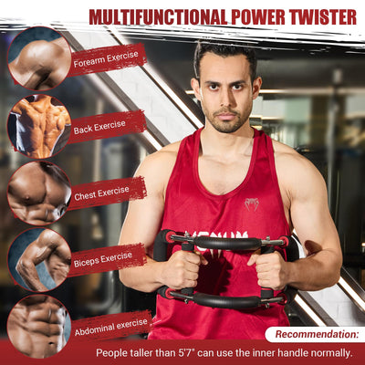 Twister Arm Trainer, Adjustable Twister Arm Chest Exerciser with 2/4 Spring & Training Poster for Men & Women, Detachable Power Twister Home Fitness Equipment for Enhancing Upper Body Muscle