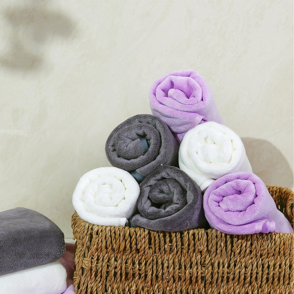 Microfiber Gym Towels Bigger Size Super Soft for Exercise Fitness, Sports, Workout, 380-GSM 15-Inch x 31-Inch Quick-Drying Towels (3 Pack, Grey+Blue+Purple)