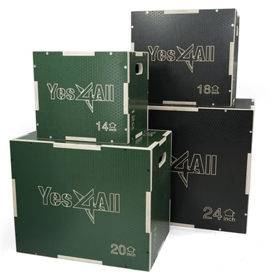 Yes4All 3 in 1 Non-Slip Wooden Plyo Box, Step Up Box for Workout, Plyometric Jump Box for Skipping, Jumping, Lunges, Squats, Dips