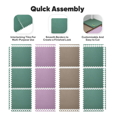 Home Gym Mat, Puzzle Exercise Mat, EVA Interlocking Foam Floor Tiles for Home Workout Equipment and Kids' Play Areas - Grey, 24 in x 24 in x ½ in - 12 Tiles (Grey, 12 Pack, 48 SQ FT)