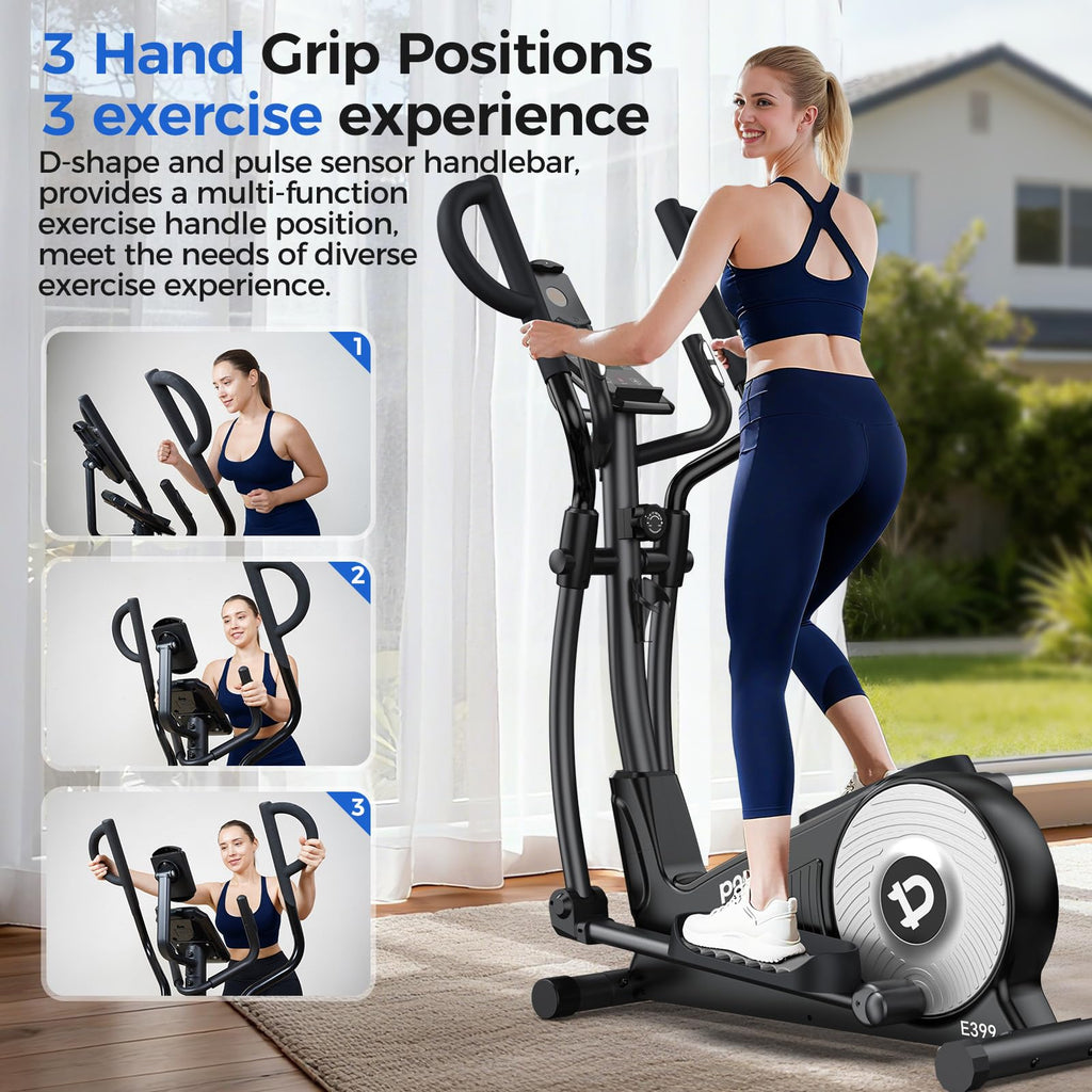pooboo Elliptical Machine, Elliptical Exercise Machine with 16-Level Resistance&Hyper-Quiet Magnetic Driving System, Elliptical Machine for Home with LCD Monitor&15.5IN Stride, 350LBS Weight Capacity