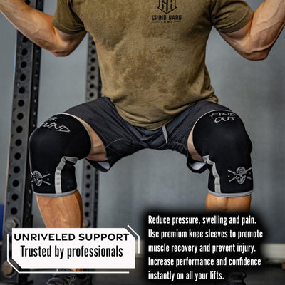 Knee Sleeves for Weightlifting & Powerlifting (7mm Pair) For Men & Women - Knee Wraps for Weight Lifting, Squats, Fitness, Gym Workout, Crossfit - IPF Approved Knee Compression Sleeve Support