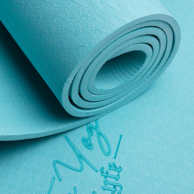 Yoga Mat – Laser-Engraved Affirmation, Non-Slip Eco TPE, 72" x 24" x 6mm, Lightweight Blue Mat for Mindful Movement and Recovery