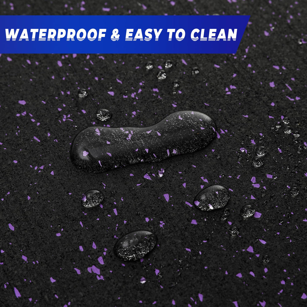 SUPERJARE 0.56'' Thick 12 Pcs 48 Sq Ft Rubber Top Exercise Equipment Mats, High Density EVA Foam Mats with Rubber Top, Interlocking Gym Flooring for Home Gym, Protective Workout Mat, Black/Grey