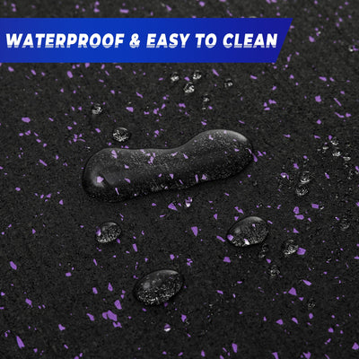 SUPERJARE 0.56'' Thick 12 Pcs 48 Sq Ft Rubber Top Exercise Equipment Mats, High Density EVA Foam Mats with Rubber Top, Interlocking Gym Flooring for Home Gym, Protective Workout Mat, Black/Grey