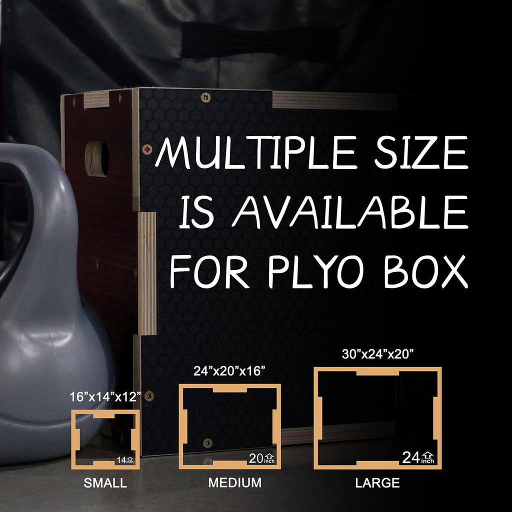 Fitvids 3 in 1 Non-Slip Wooden Plyo Box Plyometric Box Jumping Exercise, Multiple Sizes Set