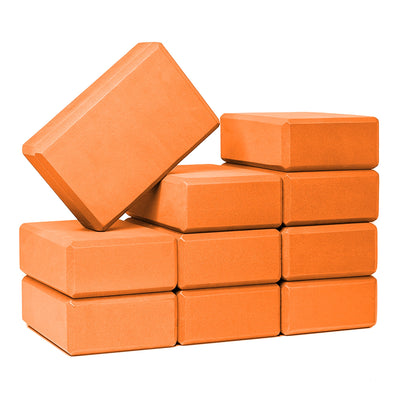 Hello Fit 3" Yoga Block, 10 Pack Bulk EVA Foam Yoga Blocks, Firm and Supportive Yoga Brick, Balance Foam for Stretching, Pilates, and Workout, 3" x 6" x 9"