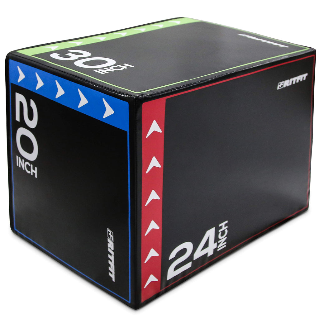 RitFit 3 in 1 Extra Firm Soft Plyo Box Foam Plyometric Box-30”x24”x20”-20"x18"x16" Heavy Duty High Density Foam Jumping Box 3 Sizes with PVC Cover,Platform for Home Gym Fitness, 440lb Weight Capacity