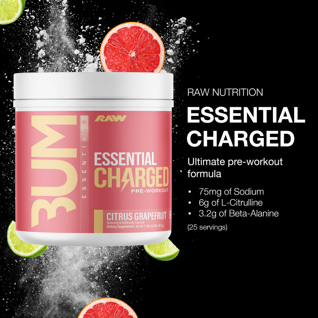 RAW Nutrition - Essential Pre - Chris Bumstead Pre Workout Formula, Sports Nutrition Pre-Workout Powders | Men & Womens Drink, Energy Powder for Working Out (Peach Mango)