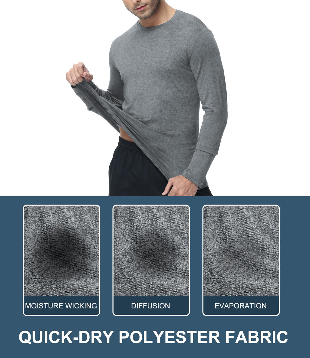 6 Pack Men Dry Fit Workout Long Sleeve Athletic Gym UPF 50+ SPF UV Sun Protection Quick Dry Lightweight Shirts