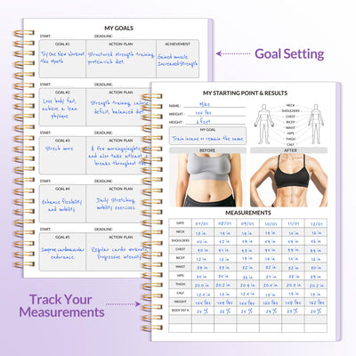 Fitness Journal Workout Planner for Women & Men, A5 (6.4" x 8.3") Workout Journal Log Book Planner Gift for Track Gym Essentials, Home Workouts, Track Progress, Achieve Wellness Goals, Pink