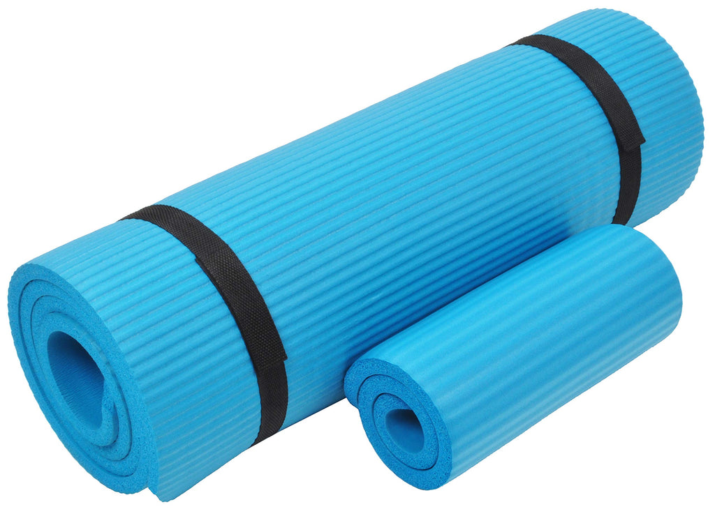 Fitvids All Purpose 1/2-Inch Extra Thick High Density Anti-Tear Exercise Yoga Mat and Knee Pad with Carrying Strap and Optional Yoga Blocks, Multiple